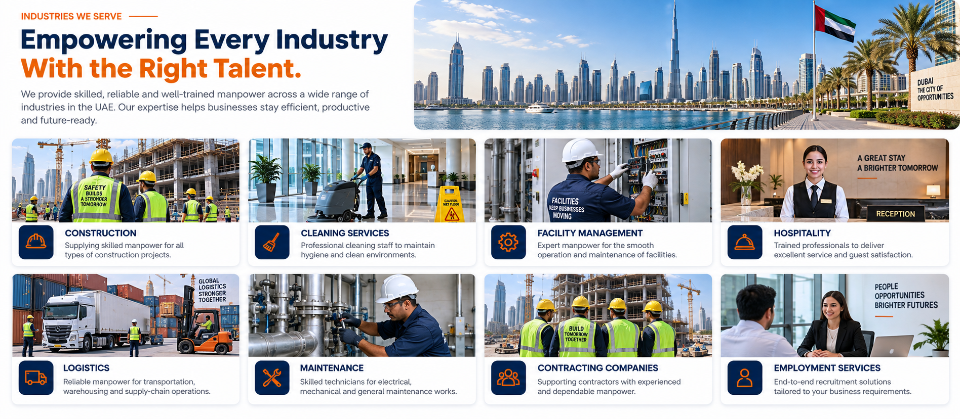 Industries served by DS Recruitment across the UAE